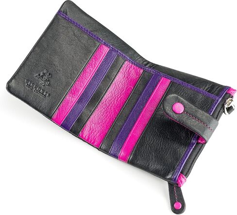 Visconti Mojito M77 Multi Colored Soft Leather Compact Wallet/Purse 3.5" x 4.3" (Black Multi) in Saudi Arabia