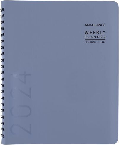 AT-A-GLANCE 2024 مخطط أسبوعي وشهري، كتاب مواعيد نصف ساعة، 8-1/4 بوصة × 11 بوصة، كبير، علامات تبويب شهرية، جيب، معاصر، أرجواني (70940X1424) in Saudi Arabia