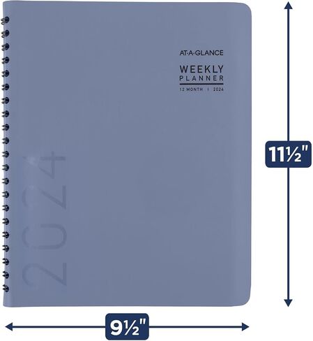 AT-A-GLANCE 2024 مخطط أسبوعي وشهري، كتاب مواعيد نصف ساعة، 8-1/4 بوصة × 11 بوصة، كبير، علامات تبويب شهرية، جيب، معاصر، أرجواني (70940X1424) in Saudi Arabia