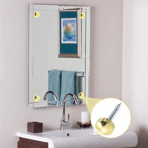 12PCS Brass Mirror Screws Decorative Caps 12mm/0.47" Cover Advertising Mirror Nails Hardware Cover Nails Sign Holder Advertising Nails Cap Fasteners，Gold in Saudi Arabia