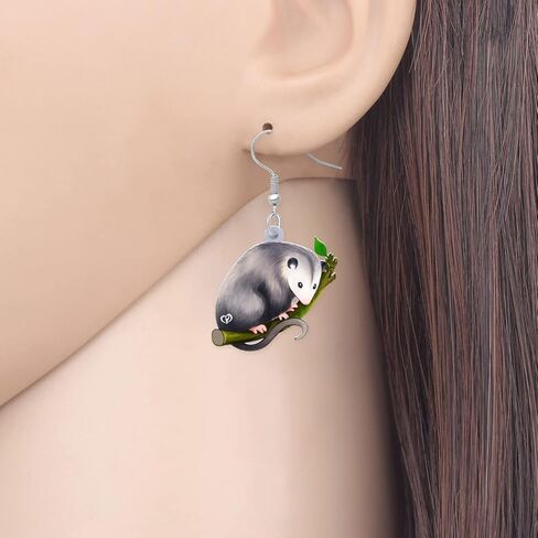 Cute Opossum Earrings Dangle Acrylic Hypoallergenic Jewelry Novelty Possum Gifts for Women Girls Rat Charms Decorations in Kuwait