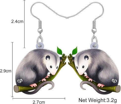 Cute Opossum Earrings Dangle Acrylic Hypoallergenic Jewelry Novelty Possum Gifts for Women Girls Rat Charms Decorations in Kuwait
