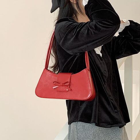 القوس محفظة حقيبة كتف صغيرة Coquette الجمالية حقائب ريترو Y2k فو الجلود تحت الإبط المحافظ لطيف حقيبة يد للنساء in Kuwait