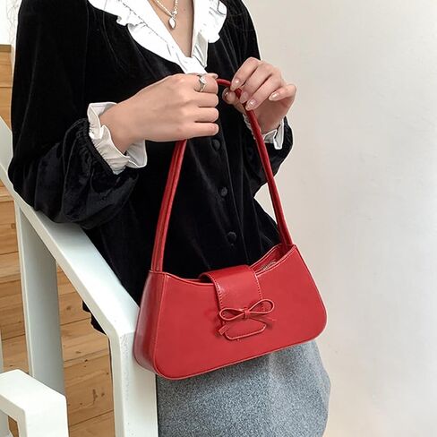 القوس محفظة حقيبة كتف صغيرة Coquette الجمالية حقائب ريترو Y2k فو الجلود تحت الإبط المحافظ لطيف حقيبة يد للنساء in Kuwait