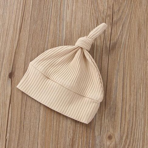 ملابس حديثي الولادة للأولاد والبنات رومبير مضلع للرضع سادة بأكمام طويلة منسوجة بدلة قفز قبعة ملابس منزلية قادمة in Kuwait