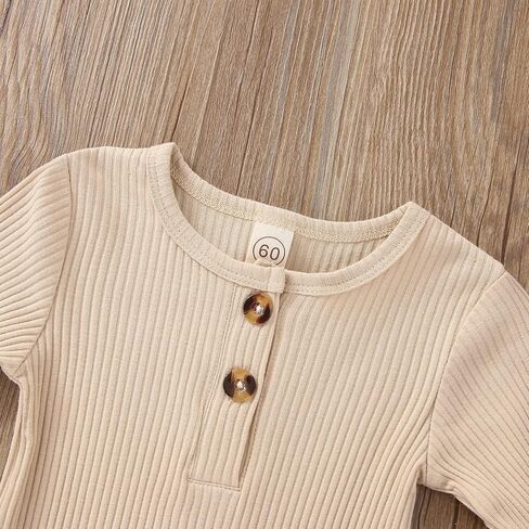 ملابس حديثي الولادة للأولاد والبنات رومبير مضلع للرضع سادة بأكمام طويلة منسوجة بدلة قفز قبعة ملابس منزلية قادمة in Kuwait