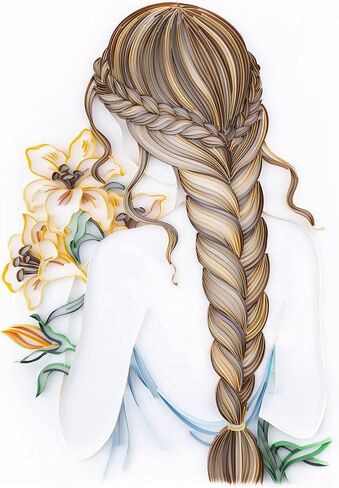 مجموعات لف طلاء تخريمية ورقية من Uniquilling، لوحة بالأرقام للبالغين - فتاة مع باقة، أفضل الهدايا لتزيين الحائط يدويًا يدويًا (مجموعة الرسم + مجموعة الأدوات) in Kuwait