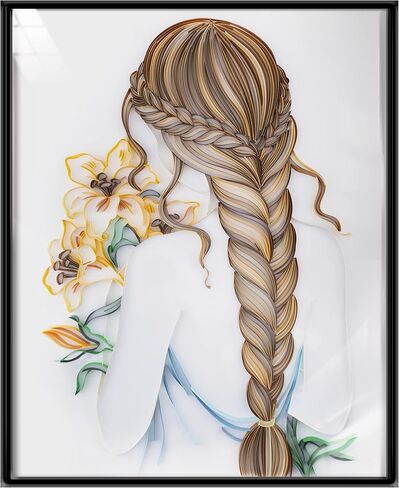 مجموعات لف طلاء تخريمية ورقية من Uniquilling، لوحة بالأرقام للبالغين - فتاة مع باقة، أفضل الهدايا لتزيين الحائط يدويًا يدويًا (مجموعة الرسم + مجموعة الأدوات) in Kuwait