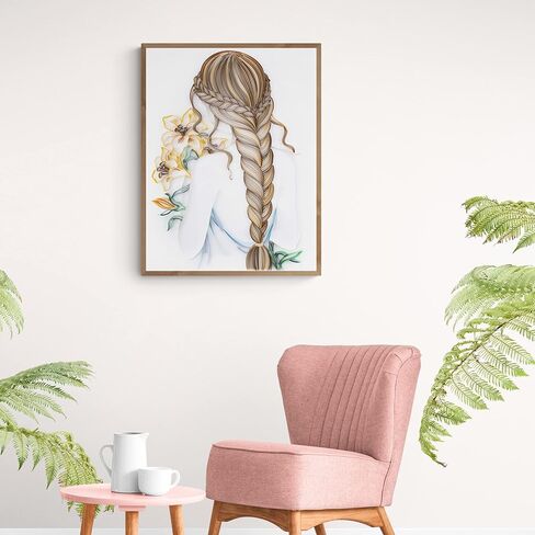 مجموعات لف طلاء تخريمية ورقية من Uniquilling، لوحة بالأرقام للبالغين - فتاة مع باقة، أفضل الهدايا لتزيين الحائط يدويًا يدويًا (مجموعة الرسم + مجموعة الأدوات) in Kuwait