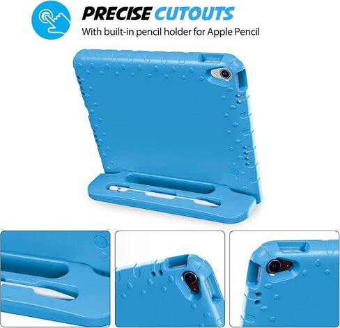 حافظة ProCase للأطفال لجهاز iPad الجيل العاشر مع حامل أقلام، حافظة iPad 10 مقاس 10.9 بوصة 2022 حافظة أطفال خفيفة الوزن مضادة للصدمات مع حامل ومقبض قابل للتحويل للأطفال الأولاد والبنات والأطفال الصغار - أزرق in Kuwait
