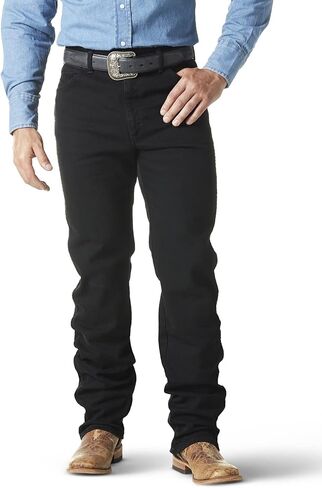 بنطلون جينز رجالي من Wrangler بتصميم Cowboy Cut Active Flex Original Fit، أسود، 36 in Saudi Arabia
