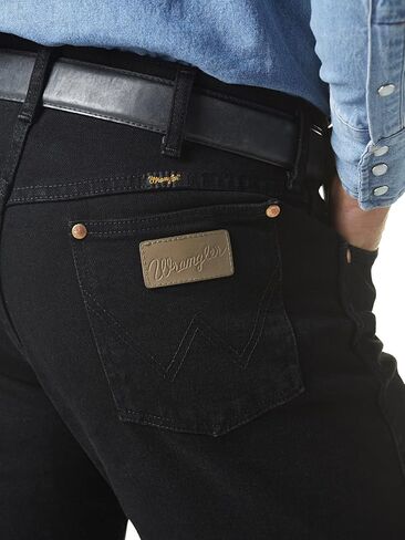 بنطلون جينز رجالي من Wrangler بتصميم Cowboy Cut Active Flex Original Fit، أسود، 36 in Saudi Arabia