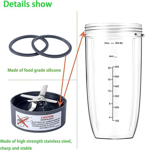 Replacement Extractor Blade,Fits NutriBullet 600w Pro 900w Blender,No Leakage Extractor Replacement Blade with Silicone Gaskets Seal O Ring Blender Accessories in Kuwait