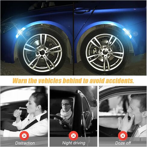 2PCS 3D Super Reflective Stickers, Carbon Fiber Wheel Eyebrow Strips, Safety Warning Car Side Door Edge Bumper, Anti Collision Scratches Protector Guards Trim for Car SUV Pickup Truck (Blue/Black) in Saudi Arabia