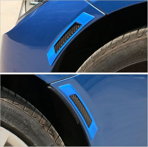2PCS 3D Super Reflective Stickers, Carbon Fiber Wheel Eyebrow Strips, Safety Warning Car Side Door Edge Bumper, Anti Collision Scratches Protector Guards Trim for Car SUV Pickup Truck (Blue/Black) in Saudi Arabia
