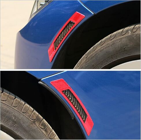2PCS 3D Super Reflective Stickers, Carbon Fiber Wheel Eyebrow Strips, Safety Warning Car Side Door Edge Bumper, Anti Collision Scratches Protector Guards Trim for Car SUV Pickup Truck (Blue/Black) in Saudi Arabia
