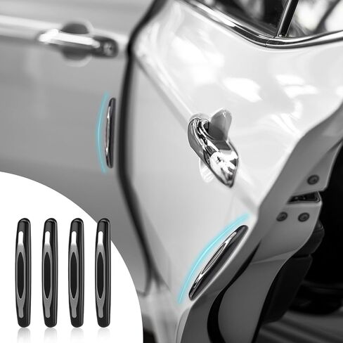 4PCS Car Door Protector Edge Guards, Auto Door Bumper Self Adhesive Anti-Collision Strip, Guard Trim Molding Crash Scratch Protector for Most Car Truck SUV (Black Silver) in Saudi Arabia