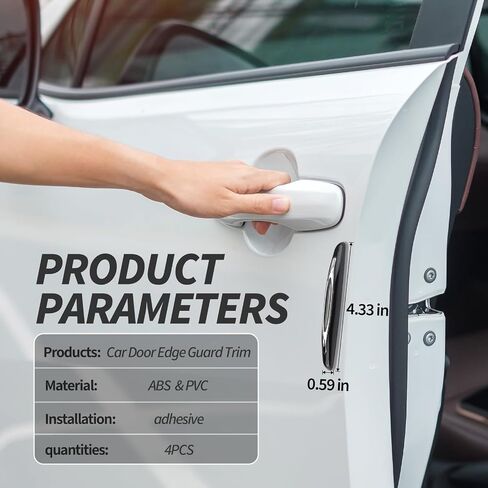 4PCS Car Door Protector Edge Guards, Auto Door Bumper Self Adhesive Anti-Collision Strip, Guard Trim Molding Crash Scratch Protector for Most Car Truck SUV (Black Silver) in Saudi Arabia