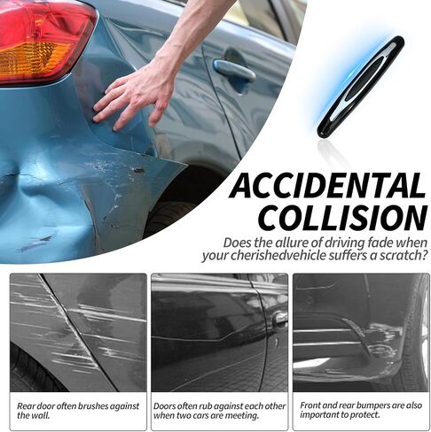 4PCS Car Door Protector Edge Guards, Auto Door Bumper Self Adhesive Anti-Collision Strip, Guard Trim Molding Crash Scratch Protector for Most Car Truck SUV (Black Silver) in Saudi Arabia