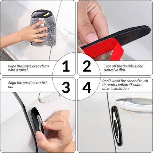 4PCS Car Door Protector Edge Guards, Auto Door Bumper Self Adhesive Anti-Collision Strip, Guard Trim Molding Crash Scratch Protector for Most Car Truck SUV (Black Silver) in Saudi Arabia