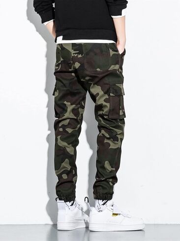 OYOANGLE Men's Camo Print Flap Pocket Cargo Pants Streetwear Outdoor Jogger Pants in Kuwait
