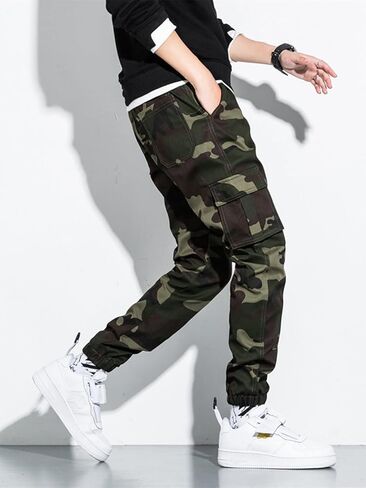 OYOANGLE Men's Camo Print Flap Pocket Cargo Pants Streetwear Outdoor Jogger Pants in Kuwait