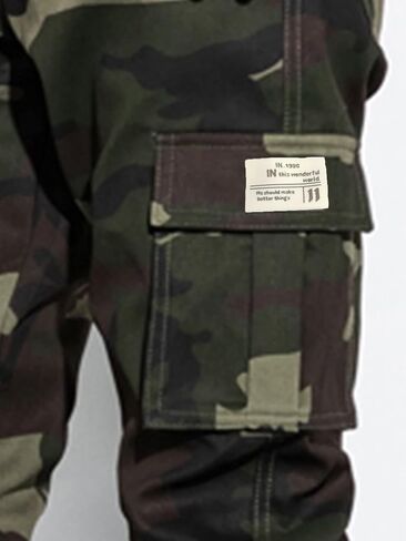 OYOANGLE Men's Camo Print Flap Pocket Cargo Pants Streetwear Outdoor Jogger Pants in Kuwait