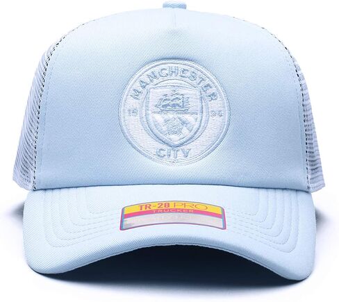 Manchester City 'Fog' Adjustable Snapback Trucker Style Soccer Hat/Cap Light Blue in Saudi Arabia