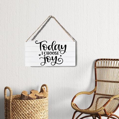 ديكور علامة ملهمة اليوم اخترت الفرح لوحة تسجيل خشبية ملصقات الحائط معلقة عمل فني 12 "X6" ريفي ديكور غرفة مكتب المنزل in Kuwait