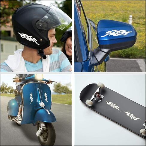 TOMALL 4 قطع 19 سم ملصق عاكس لهب لسيارة سباق اللهب الرياضية شريط لاصق لعربة الجولف الفينيل ملصق مضاد للماء لتزيين جسم السيارة والشاحنة SUV ومركبات الطرق الوعرة لوح التزلج (متدرج) in Kuwait