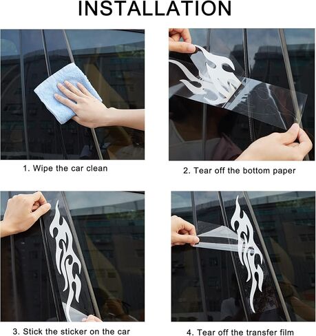 TOMALL 4 قطع 19 سم ملصق عاكس لهب لسيارة سباق اللهب الرياضية شريط لاصق لعربة الجولف الفينيل ملصق مضاد للماء لتزيين جسم السيارة والشاحنة SUV ومركبات الطرق الوعرة لوح التزلج (متدرج) in Kuwait