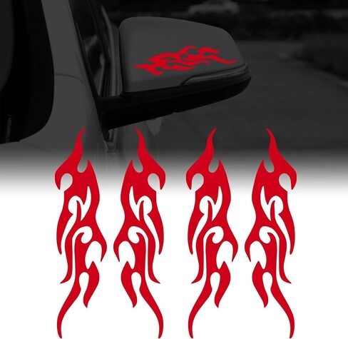 TOMALL 4 قطع 19 سم ملصق عاكس لهب لسيارة سباق اللهب الرياضية شريط لاصق لعربة الجولف الفينيل ملصق مضاد للماء لتزيين جسم السيارة والشاحنة SUV ومركبات الطرق الوعرة لوح التزلج (متدرج) in Kuwait