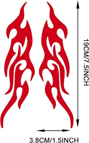 TOMALL 4 قطع 19 سم ملصق عاكس لهب لسيارة سباق اللهب الرياضية شريط لاصق لعربة الجولف الفينيل ملصق مضاد للماء لتزيين جسم السيارة والشاحنة SUV ومركبات الطرق الوعرة لوح التزلج (متدرج) in Kuwait