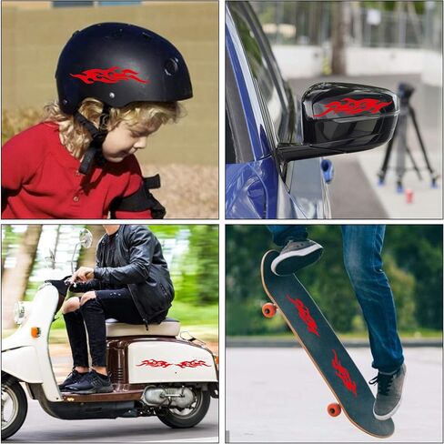 TOMALL 4 قطع 19 سم ملصق عاكس لهب لسيارة سباق اللهب الرياضية شريط لاصق لعربة الجولف الفينيل ملصق مضاد للماء لتزيين جسم السيارة والشاحنة SUV ومركبات الطرق الوعرة لوح التزلج (متدرج) in Kuwait