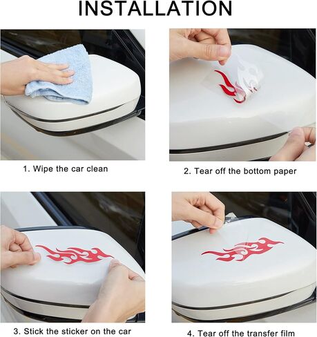 TOMALL 4 قطع 19 سم ملصق عاكس لهب لسيارة سباق اللهب الرياضية شريط لاصق لعربة الجولف الفينيل ملصق مضاد للماء لتزيين جسم السيارة والشاحنة SUV ومركبات الطرق الوعرة لوح التزلج (متدرج) in Kuwait