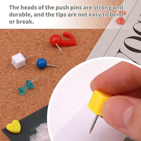 مجموعة دبابيس دفع 430 قطعة، 6 دبابيس إبهام نمطية - مشابك دبابيس خشبية متعددة الألوان، دبابيس تحديد الخريطة، دبابيس خطافات دفع، دبابيس مربعة لجدار الصور، لوحة الإعلانات، جدار المنزل، اللوازم المدرسية للمكتب المنزلي in Kuwait