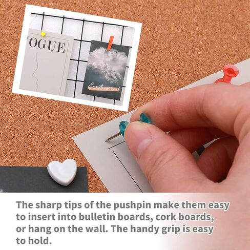 مجموعة دبابيس دفع 430 قطعة، 6 دبابيس إبهام نمطية - مشابك دبابيس خشبية متعددة الألوان، دبابيس تحديد الخريطة، دبابيس خطافات دفع، دبابيس مربعة لجدار الصور، لوحة الإعلانات، جدار المنزل، اللوازم المدرسية للمكتب المنزلي in Kuwait