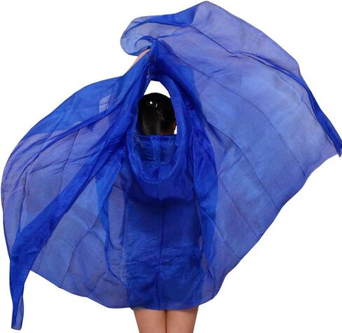 حجاب وأوشحة للرقص بلون حريري 100% للنساء (أزرق ملكي) in Kuwait