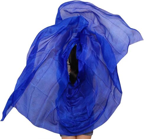 حجاب وأوشحة للرقص بلون حريري 100% للنساء (أزرق ملكي) in Kuwait