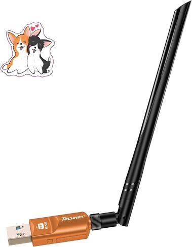 محول USB WiFi 1200Mbps Techkey USB 3.0 WiFi Dongle 802.11 ac محول الشبكة اللاسلكية مع هوائي مزدوج النطاق 5dBi عالي الكسب لسطح المكتب Windows XP/Vista / 7-10 Mac(Koy-10) in Saudi Arabia