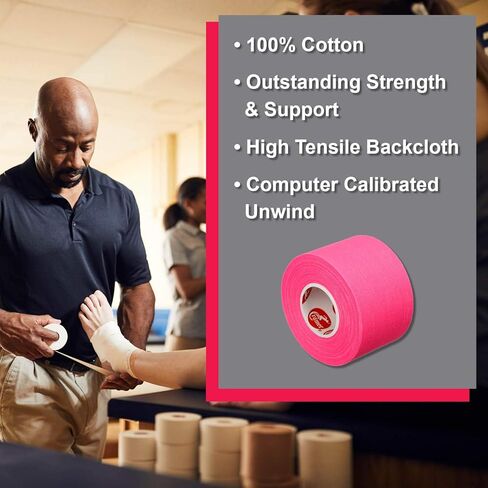 شريط رياضي ملون من Cramer Team، شريط سهل التمزق للكاحل والمعصم وشريط الإصابات، يحمي ويمنع الإصابات، يعزز الشفاء، مستلزمات التدريب الرياضي، 1.5 بوصة × 10 ياردة، ملون بشريط in Kuwait