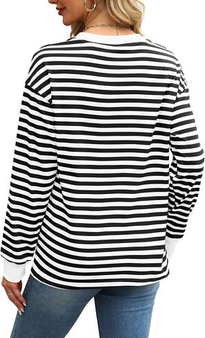 WIHOLL Womens Tunic Tops Loose Fit Long Sleeve Striped Shirts Crewneck Tops in Saudi Arabia