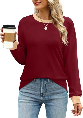 WIHOLL Womens Tunic Tops Loose Fit Long Sleeve Striped Shirts Crewneck Tops in Saudi Arabia