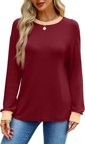 WIHOLL Womens Tunic Tops Loose Fit Long Sleeve Striped Shirts Crewneck Tops in Saudi Arabia
