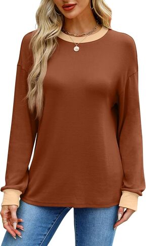 WIHOLL Womens Tunic Tops Loose Fit Long Sleeve Striped Shirts Crewneck Tops in Saudi Arabia