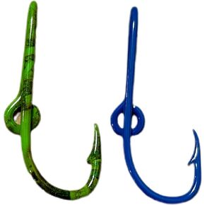 Two Eagle Claw Camo and Blue Fish Hook Hat Pin Camo Fish Hook Money/Tie Clip- Set of Two Cap Clips one Camo and one Blue