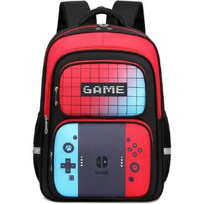 School Backpack For Boys bookbag Game Backpack For Kids Junior High School Primary School Boys Backpack (Red&blue)