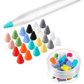 Weewooday 24 Pieces Silicone Nibs Covers Compatible with Pencil 1st and 2nd Generation, Pencil Tip Cover Anti-Slip Protective Cover Noiseless Drawing Writing, 12 Colors