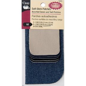 Dritz Assorted Self-Stick Denim & Twill Garment Patches, 8