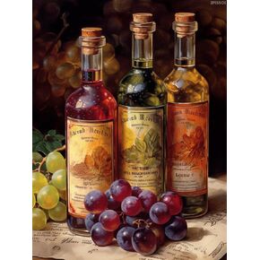 IPISSOI Vintage Wine Fruit 5D Adult Diamond Art, DIY Diamond Art Painting Kit for Decor Canvas 12x16inch